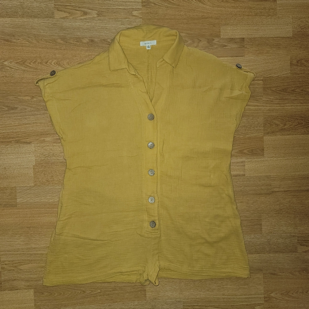 🆓️Mustard button up shirt romper